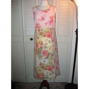 NEW by LA VINTAGE, MISSES SIZE 12, SLEEVELESS PRETTY FLORAL PULLOVER LONG DRESS